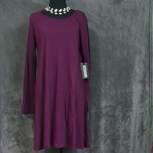 STYLUS Rich Purple Long Sleeve Dress